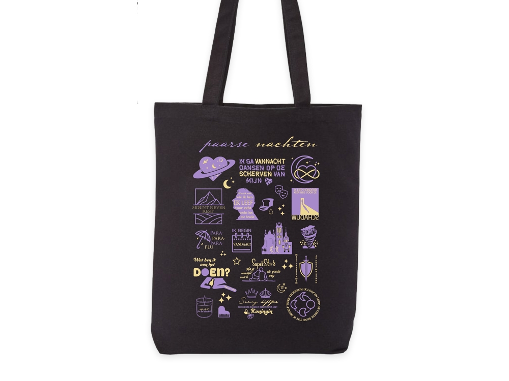 Paarse Nachten Tote Bag Black Zwart